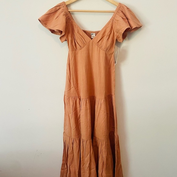 Billabong Orange Maxi Sundress with Flutter Sleeves - Picture 1 of 9
